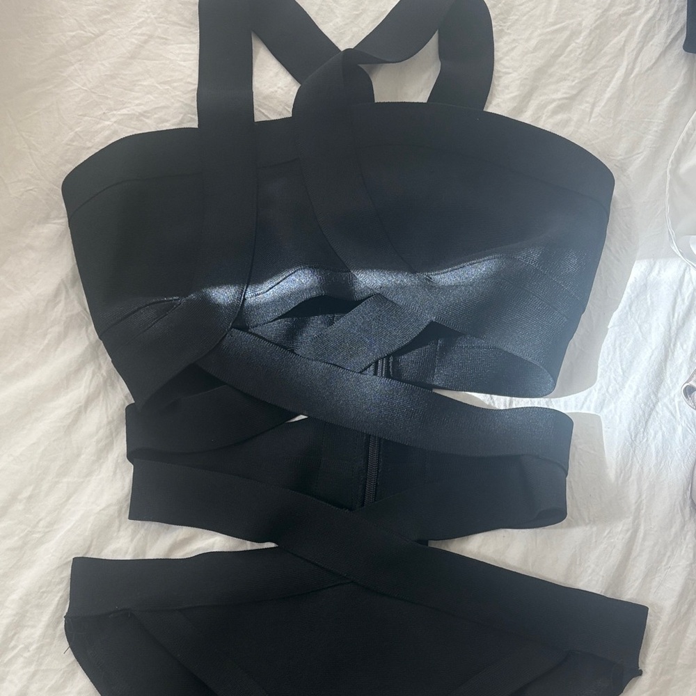 Black Strappy Bandage Dress
